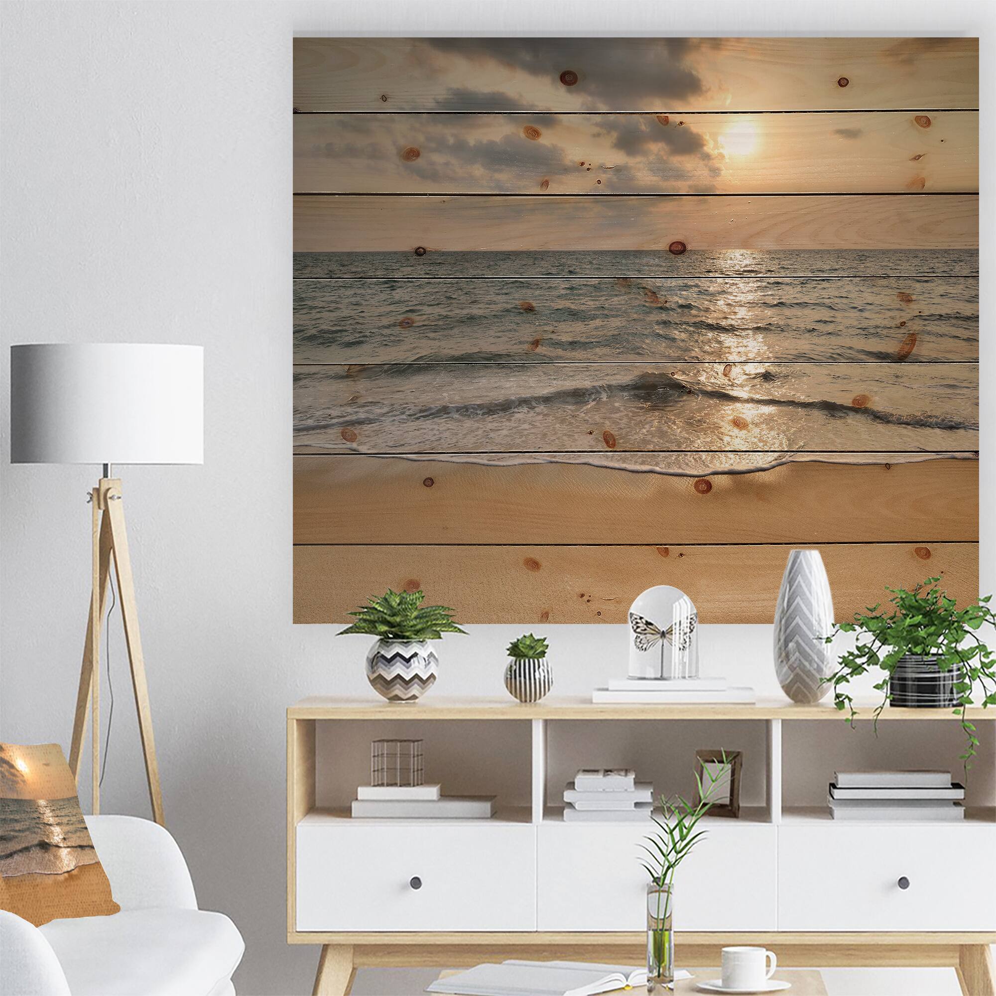 Designart - Dark Tropical Sand Beach at Sunset
